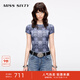 MISS SIXTY2025夏季新款T恤女圓領(lǐng)短袖滿(mǎn)幅唇印修身薄款上衣 午夜寶藍 S