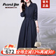 奧絲婕（Aosijie）高端品牌 法式連衣裙女2025春秋新款氣質(zhì)收腰顯瘦小個(gè)子襯衫裙 藏青色 XL
