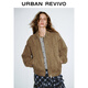 UR2025秋季新款女裝氣質(zhì)復古麂皮絨拉鏈外套UWM150057 黃棕 S