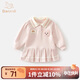 班喜迪女童連衣裙秋裝兒童學(xué)院風(fēng)Polo衛衣裙周歲禮服洋氣寶寶公主裙春秋 粉色 90