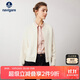 Navigare意大利小帆船女全羊毛針織短外套棒球領(lǐng)休閑開(kāi)衫2331304501 白 S