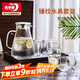 青蘋(píng)果水壺水杯套裝 涼水壺冷水壺錘紋耐熱玻璃嘟嘟壺*1錘紋玻璃杯*6