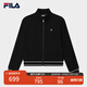 FILA 斐樂(lè )官方女士針織長(cháng)袖外套2025夏新款時(shí)尚休閑簡(jiǎn)約寬松上衣 正黑色-BK M 165/84A/M
