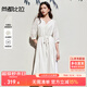 尚都比拉度假連衣裙女秋季七分袖鏤空刺繡優(yōu)雅氣質(zhì)A字裙V領(lǐng)系帶顯瘦中長(cháng)裙