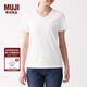 無(wú)印良品 MUJI 女式 印度棉天竺編織 V領(lǐng)短袖T恤 BBA09A0S 白色 M