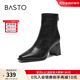 百思圖冬商場(chǎng)新款法式小踝靴女鞋高跟馬丁靴瘦瘦短靴M5010DD4 黑色 37