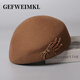 GEFWEIMKL美利奴羊毛貝雷帽女秋冬季新款輕奢麥穗蓓蕾帽氣質(zhì)優(yōu)雅女士羊毛帽 駝色 M 可調節(56-58c)