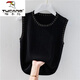 啄木鳥(niǎo)（TUCANO）冰絲吊帶背心女2025夏內搭打底衫寬松亮絲洋氣薄款無(wú)袖針織上衣 黑色 S 建議80-100斤