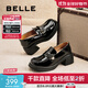 百麗（Belle）牛皮舒適樂(lè )福鞋女2025春新商場(chǎng)同款通勤百搭鞋D7E1DAA5 黑色-跟高6CM 36 (230mm)