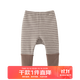 papa爬爬冬兒童男女寶寶拉絨拼接打底褲兒童條紋褲子保暖長(cháng)褲 咖啡 80