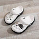 AWT2025年新款洞洞鞋女士包頭防滑軟底沙灘鞋情侶休閑涼拖鞋外穿 白黑色/水晶熊配飾 39 (245mm)