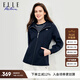 ELLE ACTIVE休閑運動(dòng)外套女秋季舒彈松弛洋氣時(shí)髦修身夾克可調節拉鏈連帽外套 藏青色 L