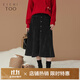愛(ài)居兔年冬季新款燈芯絨面料時(shí)尚改良版魚(yú)尾裙小黑裙EQDDJ4N011A 黑色11 165/72A/L