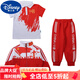 迪士尼（Disney）童裝女童套裝春秋裝兒童運(yùn)動三件套中國風(fēng)武術(shù)校服男童團(tuán)體比賽服 熱售外套+短袖T+褲 紅旗3件套 140 建議身高130cm左右