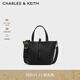 CHARLES&KEITH25秋新品簡(jiǎn)約通勤手提水桶包菜籃子包生日禮物CK2-10151518 Black黑色 S