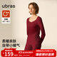 ubras輕暖圓領(lǐng)軟糯親膚肌底衣套裝男鉆石領(lǐng)女基礎百搭打底秋衣褲保暖 女倍暖套裝-絲絨紅色 L
