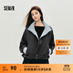 森馬（Semir）外套女秋季花苞拼接格子寬松立領(lǐng)2025新款復古風(fēng)文藝通勤夾克 藍灰色調00382 S