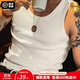 馬登工裝美式棉背心男健身運動(dòng)老頭汗衫無(wú)袖t恤跨欄重磅螺紋坎肩打底 米白色 【拍2件減5元/夏季外穿] 2XL （修身版型，可拍大一碼）