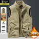 啄木鳥(niǎo)雙面穿棉馬甲男士秋冬季新款搖粒絨坎肩羽加絨服男加厚背心男外套 1906A卡其色 加絨 2XL 約160-175斤
