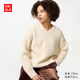 優(yōu)衣庫女裝V領(lǐng)針織衫/毛衣毛衫479231 01 乳白色 S /155/80A