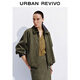 UR秋季新款女裝琥珀流光風(fēng)休閑翻領(lǐng)寬松外套UWH150103 橄欖綠 S