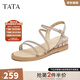 他她（TATA）絕美坡跟涼鞋女外穿一字帶時(shí)裝涼鞋秋季新款7UA03BL4 金色 36