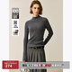 LILY【100美麗諾綿羊毛】秋裝新款女裝修身百搭半高領(lǐng)針織衫 509深灰 M