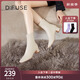 迪芙斯（D:FUSE）【鎮店之寶】冬季款方頭奶油短靴粗跟彈力瘦瘦靴網(wǎng)紅女靴 米白色（主推款短靴） 35