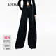 MO&Co.休閑褲漸變壓褶廓形附腰帶高腰闊腿垂順西褲長(cháng)褲摩安珂 黑色 S 160