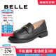 百麗（Belle）簡(jiǎn)約上班樂(lè )福鞋女通勤平跟百搭單鞋B1983CM4 黑色 38 (240mm)