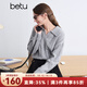 百圖betu女裝冬季新款毛衣翻領(lǐng)提花寬松休閑舒適毛衣女2410T39 灰色 S