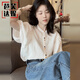 芭芙達妮2025新款法式感白色短袖襯衫女裝夏季薄款寬松顯瘦泡泡袖上衣襯衣 【白色】 45 55kg/M