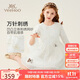 英氏（YEEHOO）女童連衣裙兒童公主裙中大童裝晚禮服刺繡宴會(huì )裙子秋 白色 140