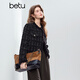 百圖（betu）女裝冬季新款短外套時(shí)尚氣質(zhì)小香風(fēng)顆粒絨飾邊外套2510T24 黑色 M