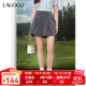 LAGOGO高級感A字休閑短褲女拉谷谷2025年夏季新款高腰壓褶西裝褲 灰色 M