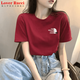 LOVER RUCCI2025新款夏季復(fù)古紅色小眾短袖t恤女純棉百搭半袖小個(gè)子港風(fēng)ins潮 酒紅色 M (90-105斤)