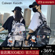 CALWAN KEODH書(shū)包男女ins初中高中大學(xué)生潮流大容量雙肩包輕便電腦旅行背包 黑色【小牛掛件+隨機徽章】實(shí)用小眾百搭通勤運動(dòng)大包