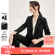 尚都比拉職業(yè)通勤西裝套裝女春秋正裝西服外套褲子面試兩件套 黑色 L