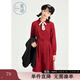 紫涵（ZIHAN）甜美收腰連衣裙氣質(zhì)休閑通勤撞色領(lǐng)帶裙子中長(cháng)款 復古紅 M