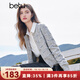 百圖betu女裝秋季新款毛針織衫小香風(fēng)開(kāi)衫軟糯針織衫女2408T22 灰色 L
