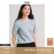 旅途原品ltyp 進(jìn)口100%亞麻極簡(jiǎn)文藝小衫 休閑百搭短袖T恤女秋 湖藍色 L （建議拍大一碼）