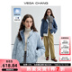 VEGA CHANG【輕盈90白鴨絨】VEGA CHANG羽絨服女2025冬兩面穿燈芯絨立領外套 溫泉藍 L