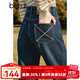 百圖betu女裝冬季新款牛仔褲加絨牛仔直筒褲顯瘦褲子女2411X03 牛仔色 M （牛仔色預(yù)售11/16發(fā)貨）