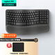 羅技（Logitech）Wave Keys人體工學(xué)鍵盤(pán) 無(wú)線(xiàn)藍牙鍵盤(pán)辦公平板ipad鍵盤(pán)Mac筆記本薄膜鍵盤(pán) 家用雙模帶掌托傾角支架 Wave Keys黑色(帶Bolt接收器)