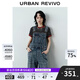 UR2025秋季新款女裝潮流做舊水洗貓須牛仔背帶褲UYV850122 藍(lán)色 25