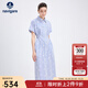 Navigare意大利小帆船女士連衣裙25夏季新款短袖襯衫長(cháng)裙氣質(zhì)減齡裙子女裝 克萊因藍 XL