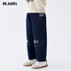 馬·拉?。∕.Latin）兒童褲子25冬男童拼接設計趣味繡花牛仔長(cháng)褲615917010D 牛仔藍 120