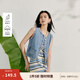 茵曼（INMAN）復古百搭牛仔馬甲背心2025夏季女裝新款短款顯瘦無(wú)袖馬夾上衣  牛仔藍 S