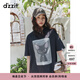 DZZIT地素連衣裙2025夏季新款簡(jiǎn)約貓咪珠片繡短袖純棉T恤裙3J2O4451A 黑色 M