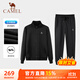 駱駝（CAMEL）跑步運動(dòng)套裝男立領(lǐng)長(cháng)袖兩件套運動(dòng)服 7C1226L5464 幻影黑 XL